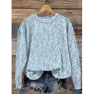 Women's Crew Neck Floral Printing Casual Spring/Fall Long Sleeve Sweatshirt