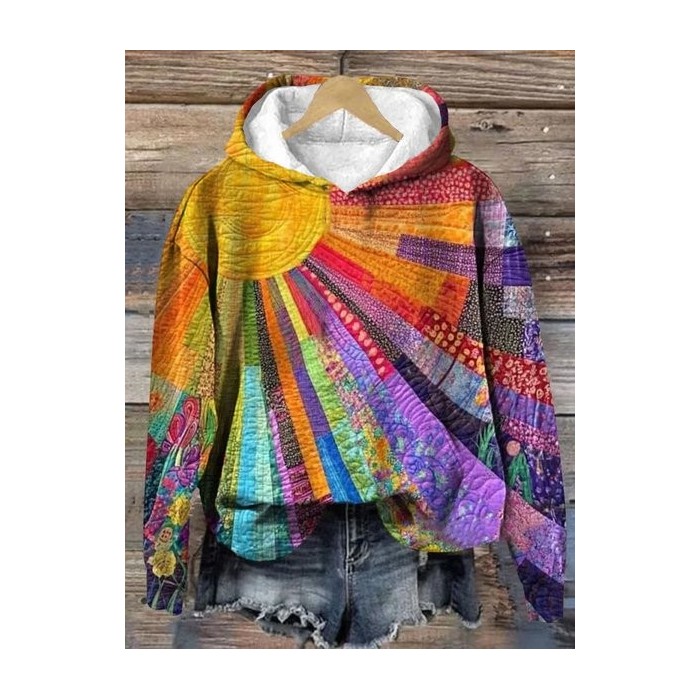 Women's Floral Spring/Fall Printing Long Sleeve Casual Daily Hoodie