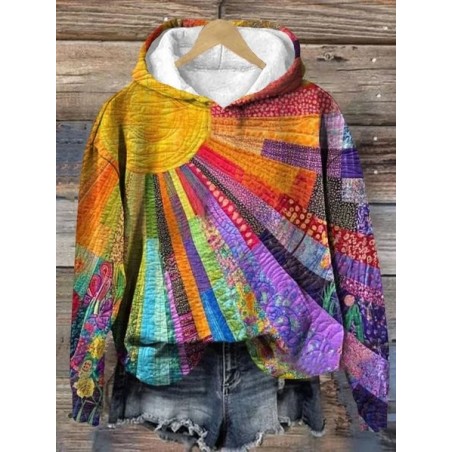 Women's Floral Spring/Fall Printing Long Sleeve Casual Daily Hoodie