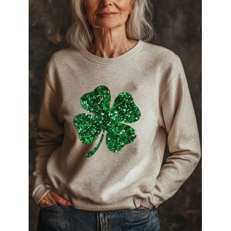 Women's St Patrick's Day Shamrock Printing Casual Spring/Fall Long Sleeve Floral Sweatshirt