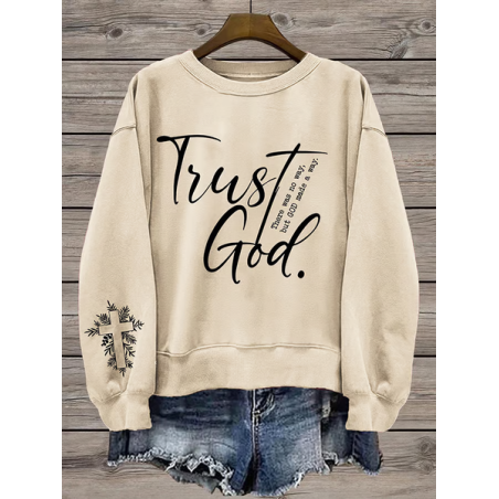 Women's Crew Neck Text Letters Printing Casual Spring/Fall Long Sleeve Sweatshirt