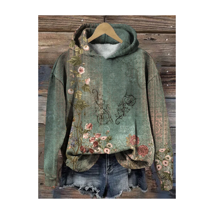 Women's Floral Spring/Fall Printing Long Sleeve Casual Daily Hoodie