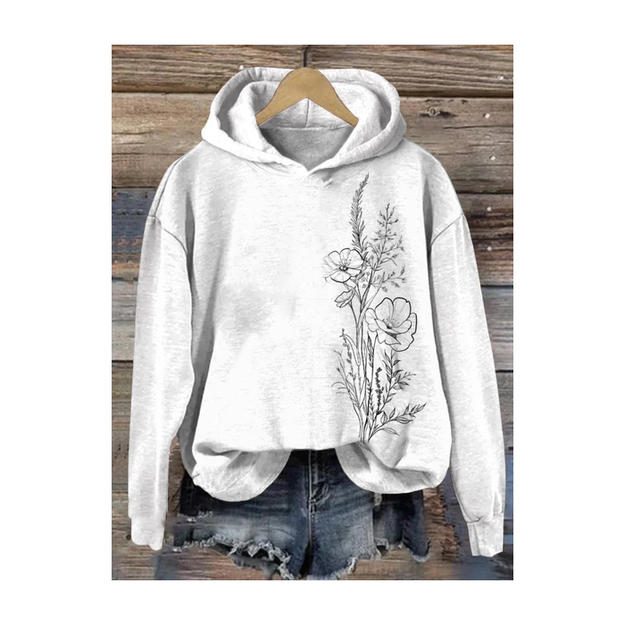 Women's Floral Spring/Fall Printing Long Sleeve Casual Daily Hoodie