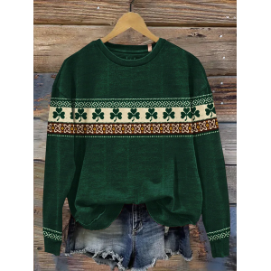 Women's Shamrock Crew Neck Casual Spring/Fall Long Sleeve Sweatshirt