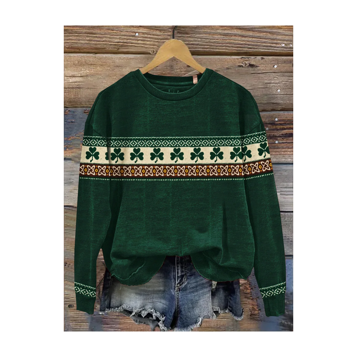 Women's Shamrock Crew Neck Casual Spring/Fall Long Sleeve Sweatshirt
