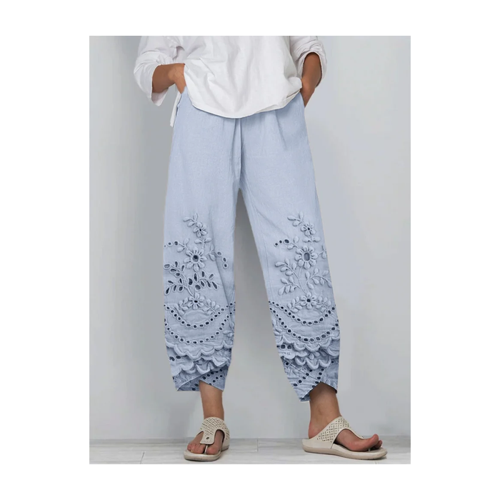 Women Floral Capris Pant Casual Summer Trousers