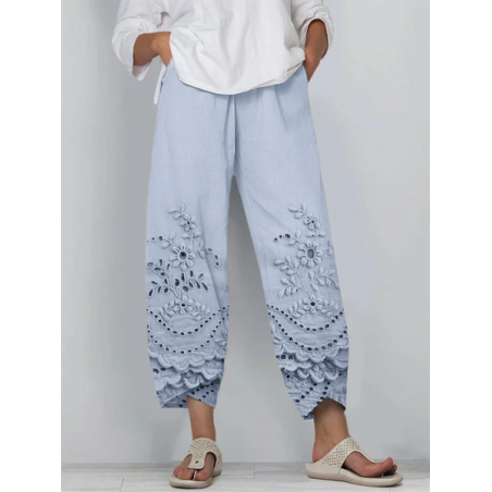 Women Floral Capris Pant Casual Summer Trousers