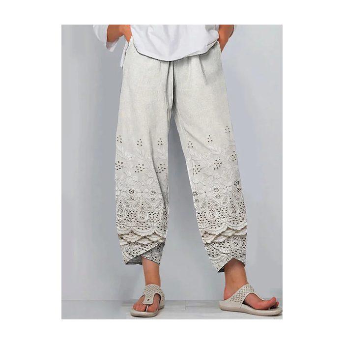 Women Floral Capris Pant Casual Summer Trousers