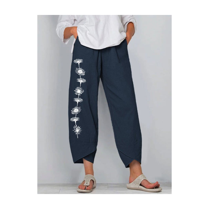 Women Floral Capris Pant Casual Summer Trousers