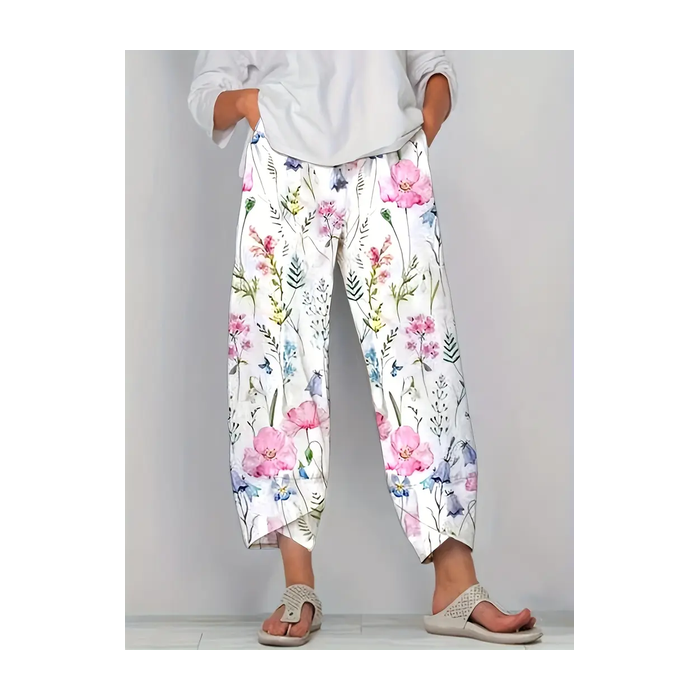 Women Floral Capris Pant Casual Summer Trousers