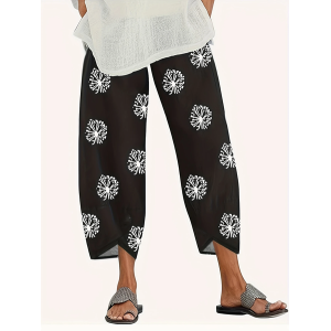 Women Floral Capris Pant Casual Summer Trousers