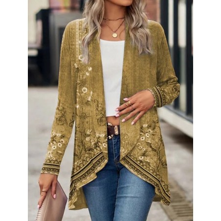 Women's Ethnic Floral Spring/Fall Cover-up Casual Lightweight Cardigan