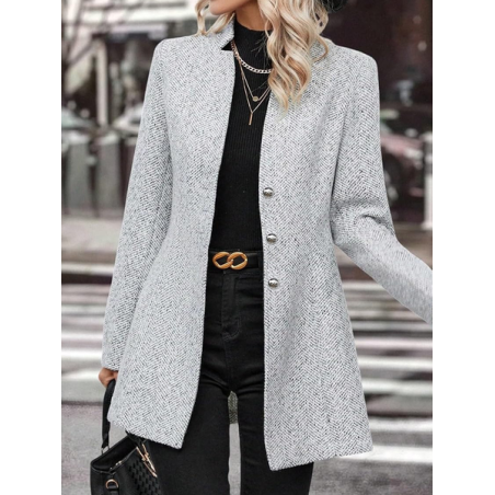Women's Spring/Fall Outerwear Casual Woolen Plain Long Sleeve Wrap Jacket