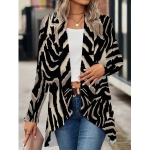 Women's Spring/Fall Outerwear Casual Zebra Jersey Shawl Jacket