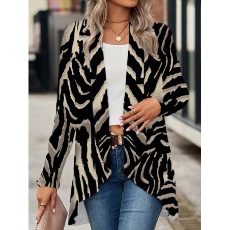 Women's Spring/Fall Outerwear Casual Zebra Jersey Shawl Jacket