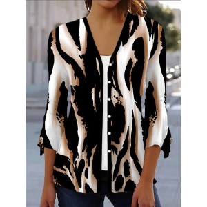 Women's Spring/Fall Outerwear Casual Zebra Jersey Shawl Jacket