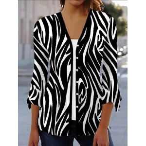 Women's Spring/Fall Outerwear Casual Zebra Jersey Shawl Jacket
