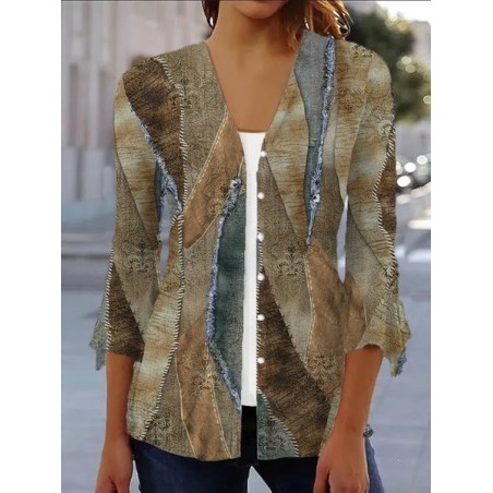 Women's Spring/Fall Outerwear Casual Geometric Jersey Shawl Jacket