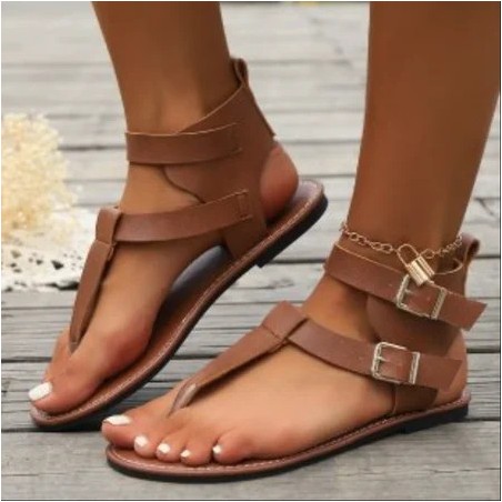 Summer Plain Pu Vacation Gladiator Sandals
