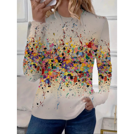 Women Abstract Long Sleeve Tee T-shirt Crew Neck Printing Casual Spring/Fall Graphic Tee Top