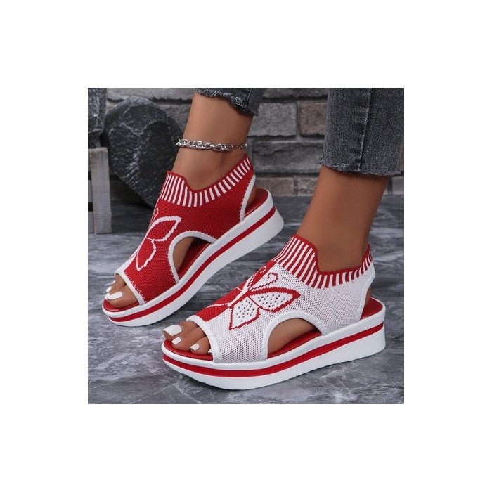 Women's summer new leisure flying woven hollow mesh fish mouth beach women's sports style sandals