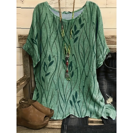 Women Floral Short Sleeve Tee T-shirt Crew Neck Printing Casual Summer Graphic Tee Top