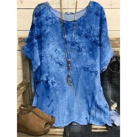 Women Floral Short Sleeve Tee T-shirt Crew Neck Printing Casual Summer Graphic Tee Top