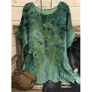 Women Floral Short Sleeve Tee T-shirt Crew Neck Printing Casual Summer Graphic Tee Top