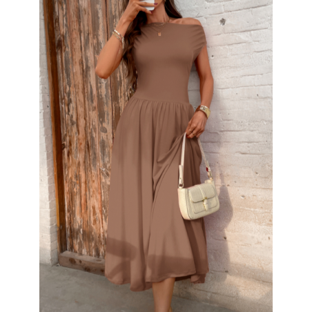 Women Plain Short Sleeve Summer Dress Asymmetrical Daily Casual Maxi Tunic A-Line Dress
