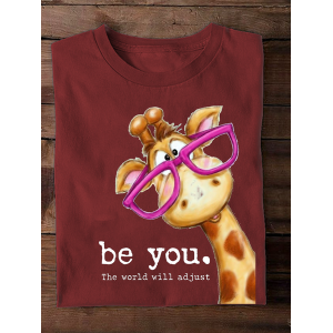 Women Text Letters Long Sleeve Tee T-shirt Crew Neck Casual Spring/Fall Top