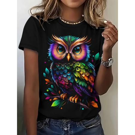 Women Animal Short Sleeve Tee T-shirt Crew Neck Printing Casual Summer Graphic Tee Top