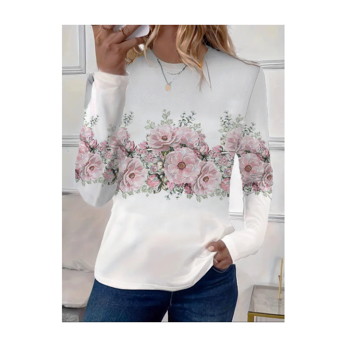 Women Floral Long Sleeve Tee T-shirt Crew Neck Printing Casual Spring/Fall Graphic Tee Top