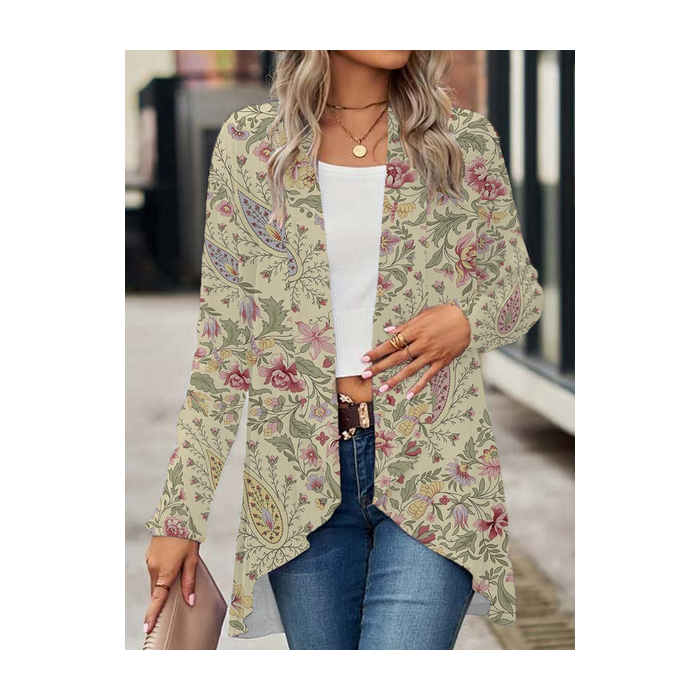 Women's Spring/Fall Cover-up Casual Floral Printing Lightweight Cardigan