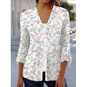 Women's Floral Spring/Fall Cover-up Casual Printing Lightweight Cardigan