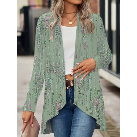 Women's Floral Spring/Fall Cover-up Casual Printing Lightweight Cardigan