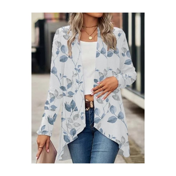 Women's Floral Spring/Fall Cover-up Casual Printing Lightweight Cardigan