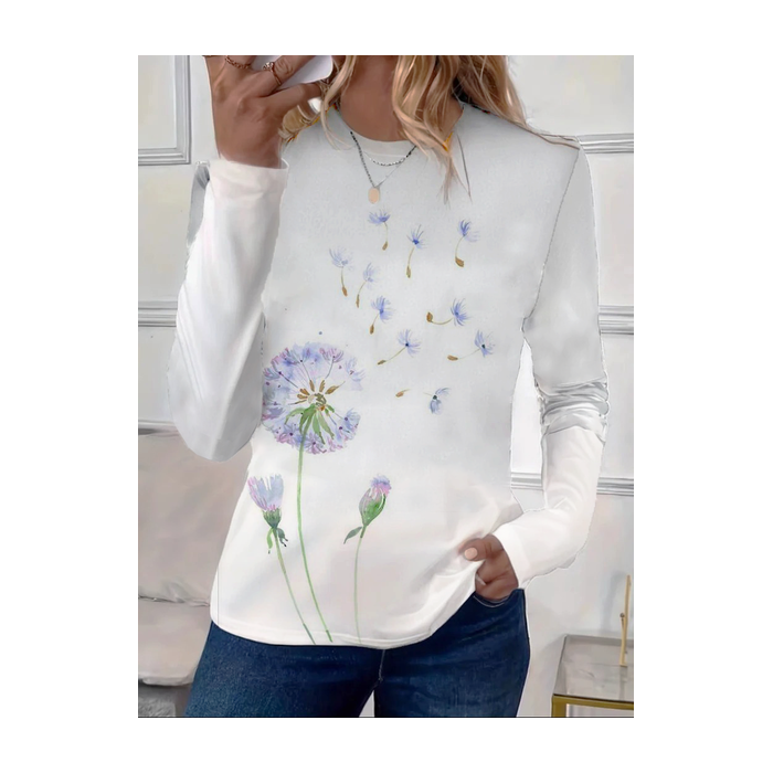 Women Floral Long Sleeve Tee T-shirt Crew Neck Printing Casual Spring/Fall Graphic Tee Top