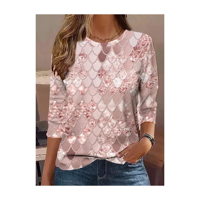 Women's Long Sleeve Tee T-shirt Spring/Fall Abstract Jersey Crew Neck Daily Going Out Casual Top