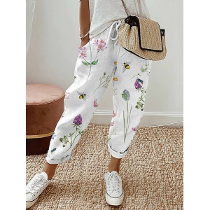 Women's Floral Ankle Pants Pant Casual Spring/Fall Trousers