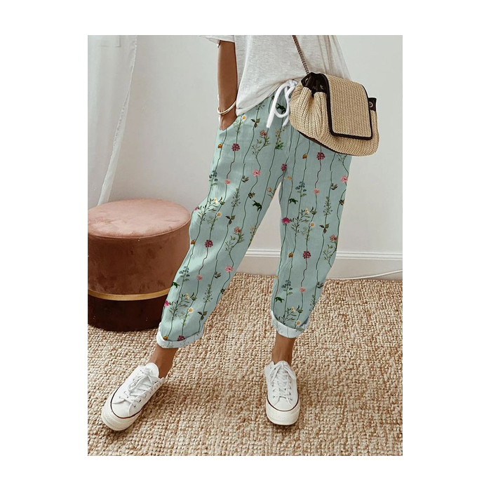 Women's Floral Ankle Pants Pant Casual Spring/Fall Trousers