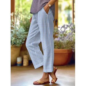 Women's Plaid Ankle Pants Pant Casual Spring/Fall Trousers