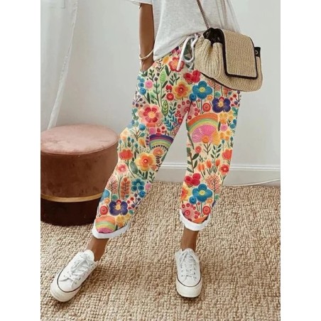 Women's Floral Ankle Pants Pant Casual Spring/Fall Trousers