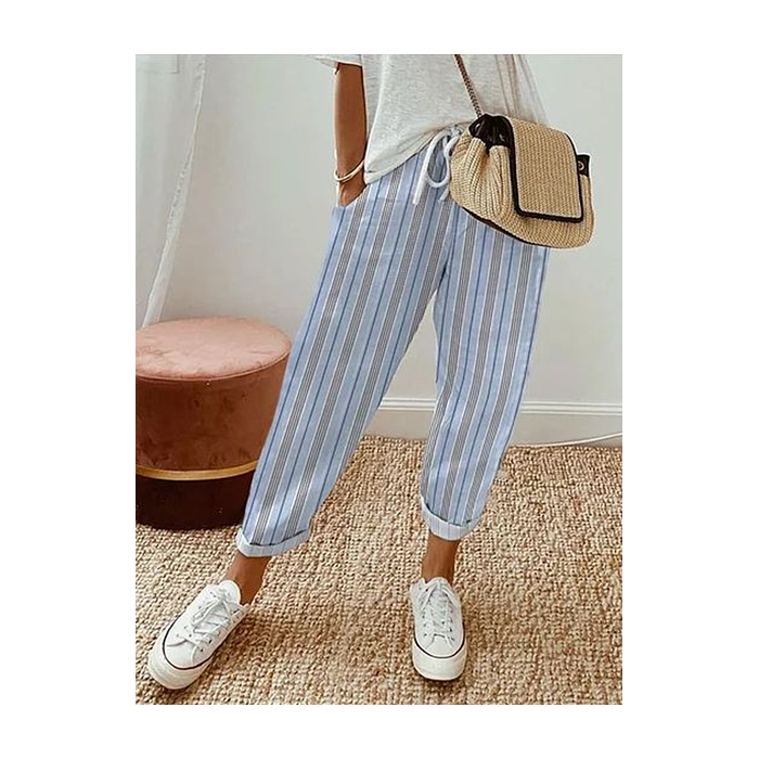 Women's Striped Ankle Pants Pant Casual Spring/Fall Trousers
