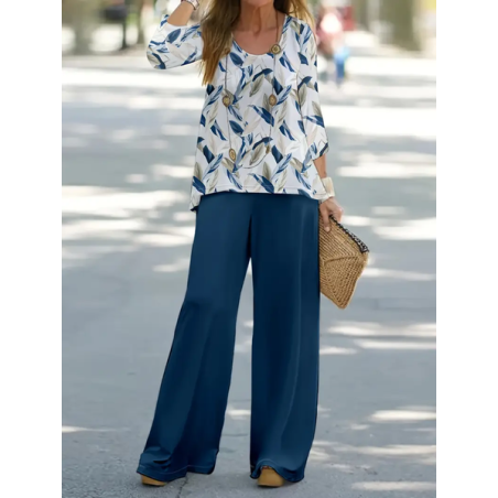 Women's Floral Printing Two-Piece Set Daily Long Sleeve Casual Spring/Fall Top With Pants Matching Set