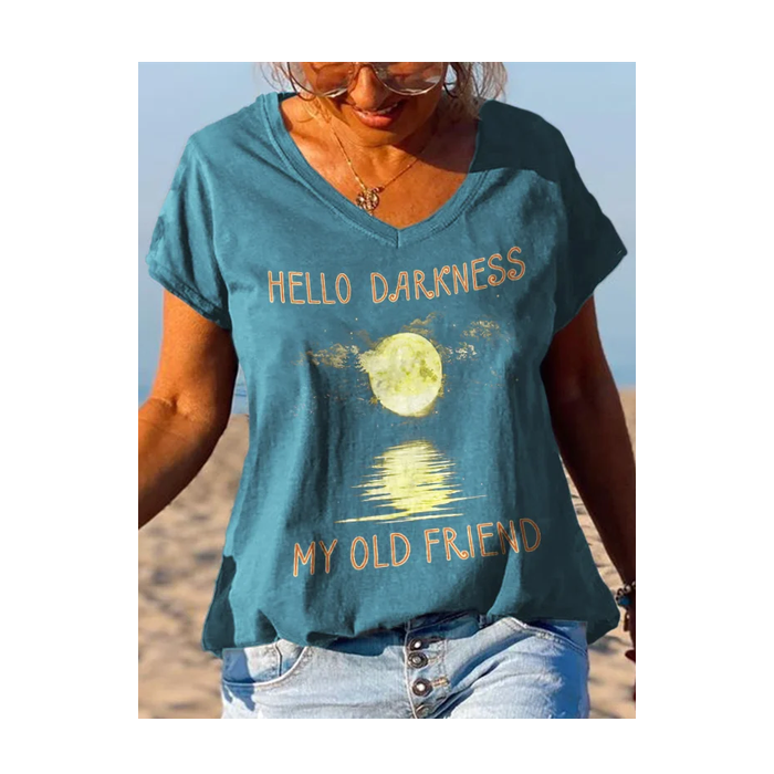 Women's Text Letters Short Sleeve Tee T-shirt V Neck Printing Casual Summer Graphic Tee Top