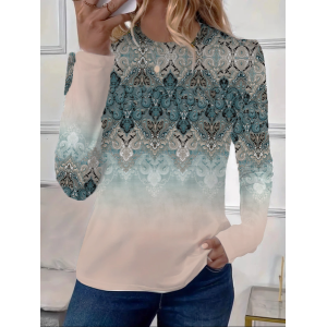 Women's Floral Long Sleeve Tee T-shirt Crew Neck Printing Casual Spring/Fall Graphic Tee Top