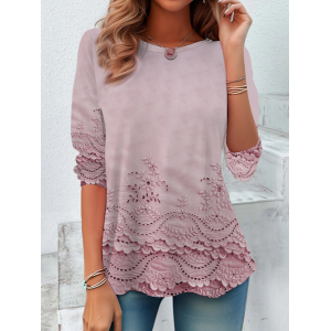 Women's Floral Long Sleeve Tee T-shirt Crew Neck Printing Casual Spring/Fall Graphic Tee Top