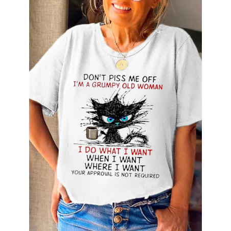 Women's Text Letters Short Sleeve Tee T-shirt Crew Neck Printing Casual Summer Graphic Tee Top