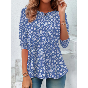 Women's Floral Long Sleeve Tee T-shirt Crew Neck Printing Casual Spring/Fall Graphic Tee Top