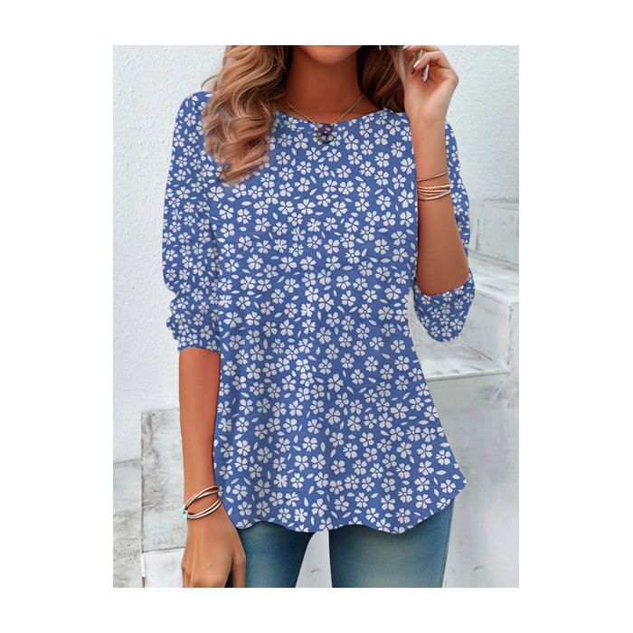 Women's Floral Long Sleeve Tee T-shirt Crew Neck Printing Casual Spring/Fall Graphic Tee Top